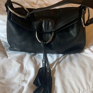 Alfani Black Shoulder Bag with Tassel and Ring Detail